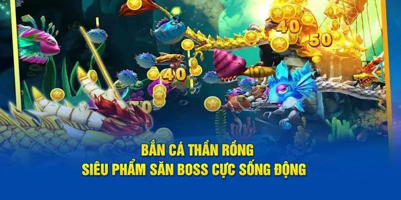Hệ sinh thái sinh vật biển đa dạng trong Bắn Cá Thần Rồng với Rồng đỏ, cá mập và thủy quái