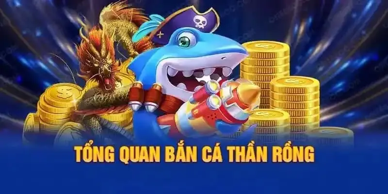 Giao diện game Bắn Cá Thần Rồng với Rồng Vàng xuất hiện giữa đại dương huyền bí
